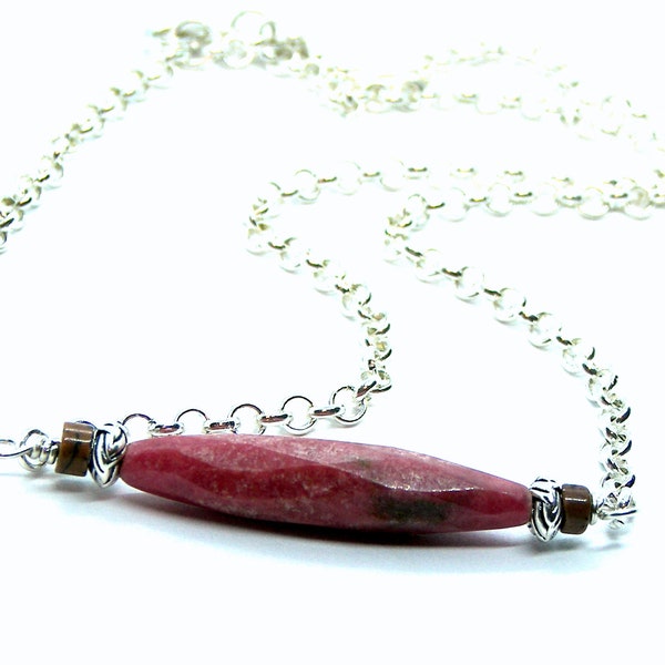 Collier ras de cou en rhodonite