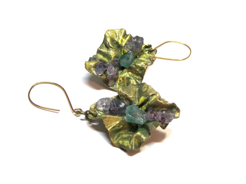 Folded form Copper Leaf Earrings On Sale