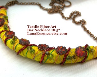 Fiber Textile Bar Necklace