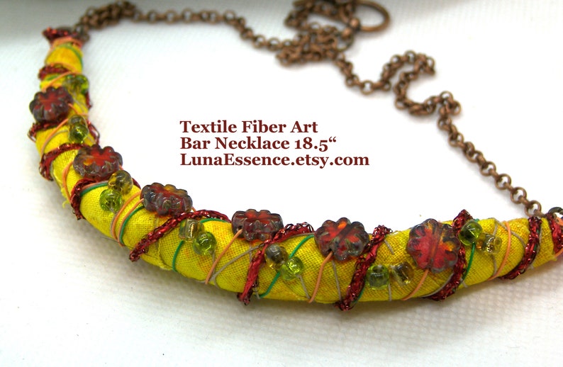 Fiber Textile Bar Necklace image 1