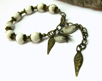 White stone Gemstone Beaded Bracelet