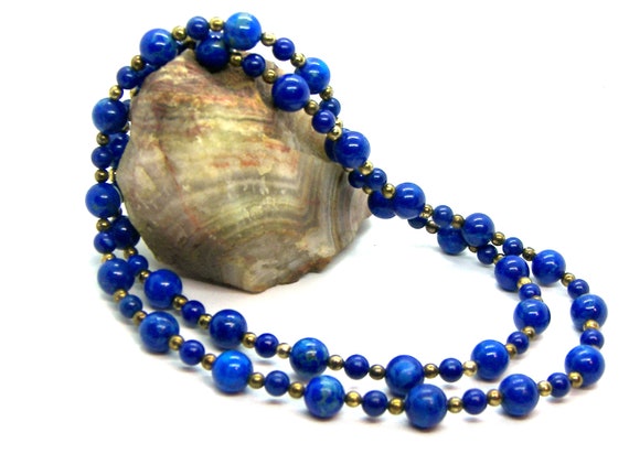 Blue Lapis Lazuli Beaded Necklace - image 2