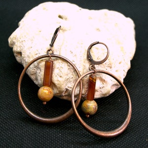 Gemstone Copper Hoop Earrings image 6