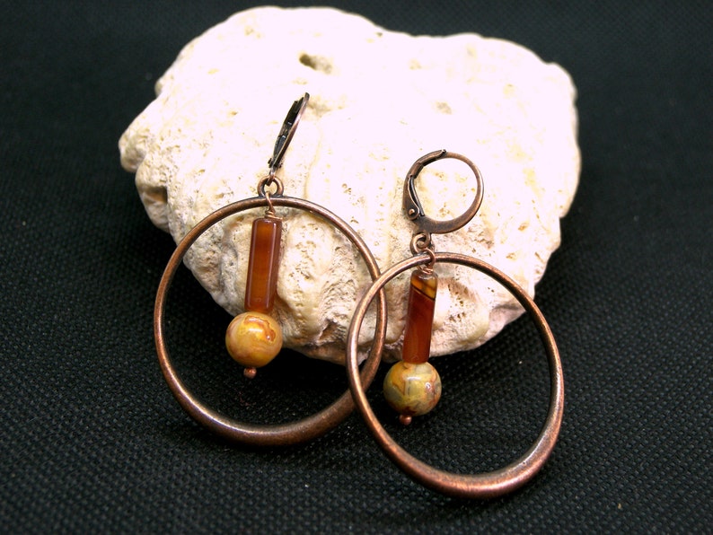 Gemstone Copper Hoop Earrings image 6