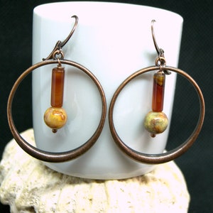 Gemstone Copper Hoop Earrings image 2