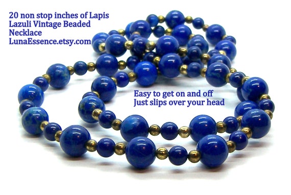 Blue Lapis Lazuli Beaded Necklace - image 1