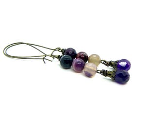 Purple Gemstone long Earrings