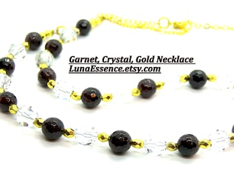 Garnet Crystal Statement Necklace