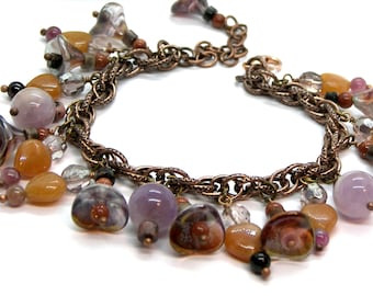 Copper Linked Charm Bracelet/Gemstones