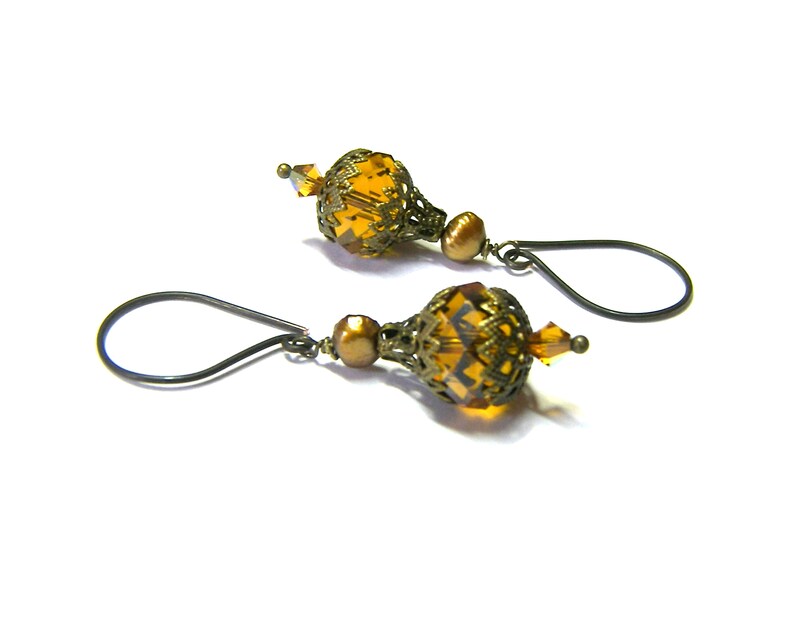 Topaz Golden Pearl Earrings image 2