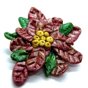 Poinsettia Brooch Pin