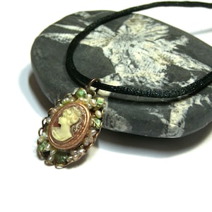 Cameo Pendant Black Silk Choker