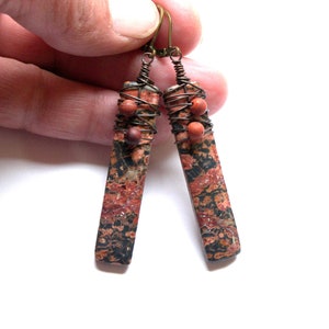 Red Snow Flake Jasper Earrings