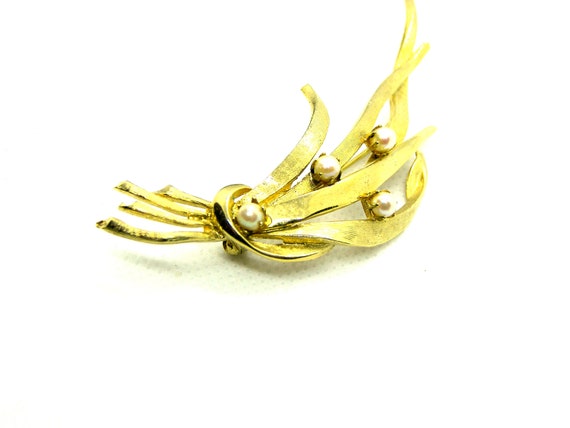EMEGCY Wheat Bouquet Brooch - Gold-Plated Rhinestone Pearl Lapel Pin For Women - View #7