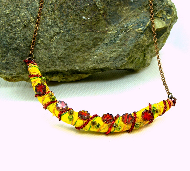 Fiber Textile Bar Necklace image 3