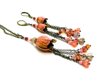 Bouquet of Sherbet Pendant, Earrings Set