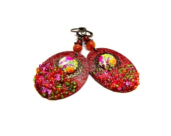 Red Floral Earrings