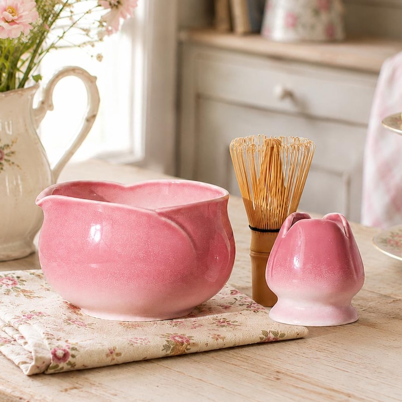 Tea Ritual Animals Pink Flower Matcha Set - Etsy UK