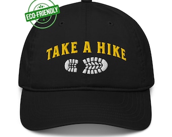 Hiking Eco-Friendly Dad Hat: Take a Hike, Adjustable Cap for Outdoors & Adventure Lovers, Sustainable Style, Gift for Dad