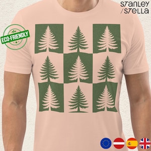 Organic Pine Tree T-Shirt Nature Lover Tee Eco-Friendly Nature Shirt Outdoor Graphic Top Sustainable Apparel for Men & Women. Design TSC9