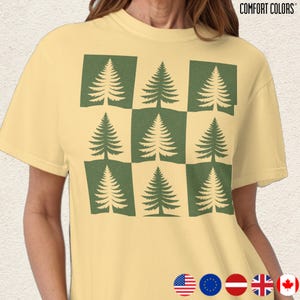 Heavyweight Pine Tree T-Shirt Garment-Dyed Nature Graphic Tee for Outdoors & Nature Lovers. Design TSC9