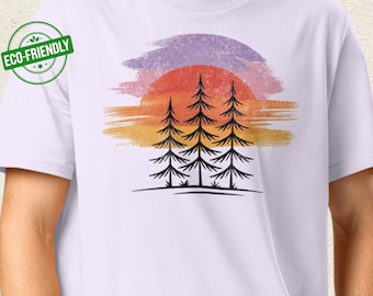 Organic Cotton T-shirt Minimalist Sunset Design, Eco-Friendly Casual Tee, Soft Breathable Summer Top for Men & Women. Design TSC7