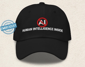 Tech Cap: Human Intelligence Inside Cool Tech Apparel, Unisex Cap, Smart Gift for Tech Lovers, Adjustable Hat for Everyday Wear. Design CAA5