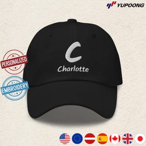 Personalized Dad Hat Custom Embroidered Initial & Name Cap Adjustable Baseball Hat Gift for Men Women. Design CAA6