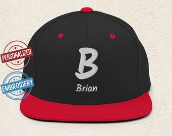 Personalized Snapback Hat Custom Initial & Name Streetwear Cap Trendy Adjustable Embroidered Baseball Cap. Design CAA6