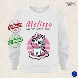 Personalized Unicorn Baby Sweatshirt Unicorn Eco-friendly Toddler Pullover Custom Soft Kids Clothes Gift