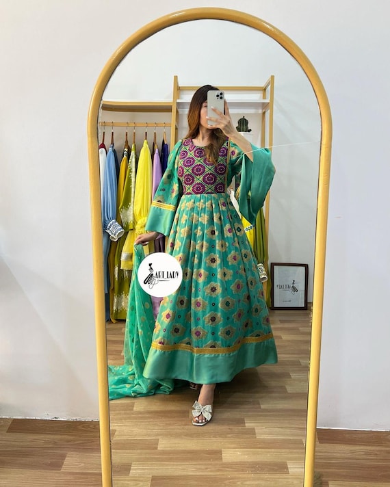 Afghan long maxi style party dress for women
