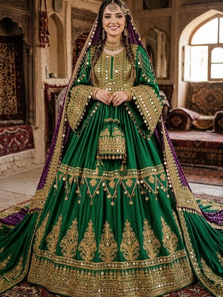 green emerald velvet dress Warda Nikkah Dress main image 0