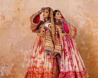 Lång afghansk Kochi maxiklänning i modern nikkah-stil för kvinnor