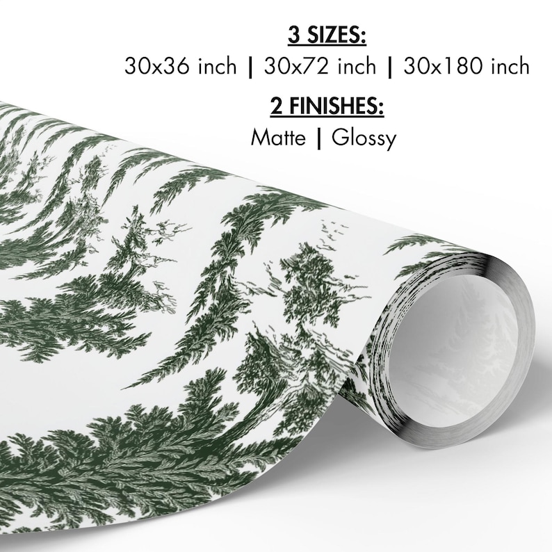 Winter Theme Wrapping Paper Roll Forest Green Collection Nordic Style Design Christmas Trees Green Gift Wrap Pine Tree Pattern Nature Print Holiday Gift Wrap Fine Art Finish Multiple Sizes Perfect Present Packaging Beautiful Collection