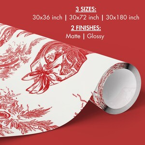 Red and Cream Vintage Toile Wrapping Paper Roll Holiday Gift Wrap Elegant Winter Collection Classic Pattern Fine Art Material Premium Quality Paper Beautiful Present Packaging Timeless Christmas Design Perfect Gift for Her