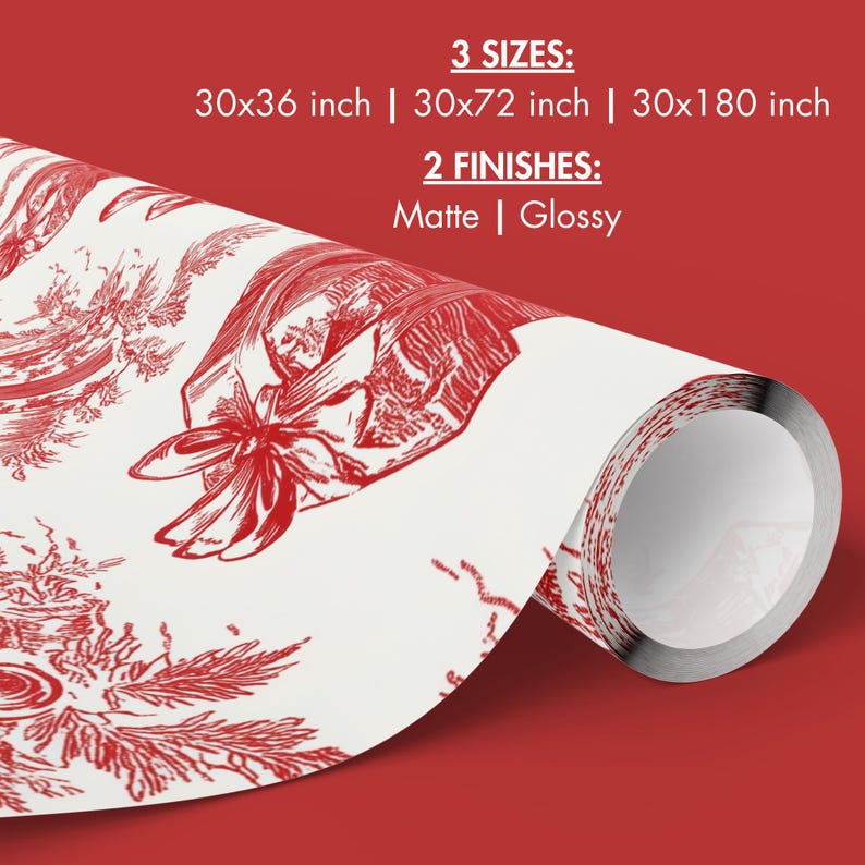 Red and Cream Vintage Toile Wrapping Paper Roll Holiday Gift Wrap Elegant Winter Collection Classic Pattern Fine Art Material Premium Quality Paper Beautiful Present Packaging Timeless Christmas Design Perfect Gift for Her