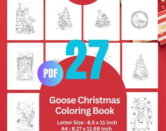 Printable Goose Christmas Coloring Pages for Relaxation for Kids & Adults