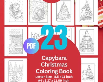 Capybara Christmas Coloring Book – 23 Festive Holiday Pages (PDF)