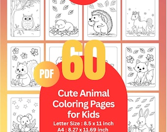 Kawaii Animal Coloring Book PDF Printable for Kids Instant Download