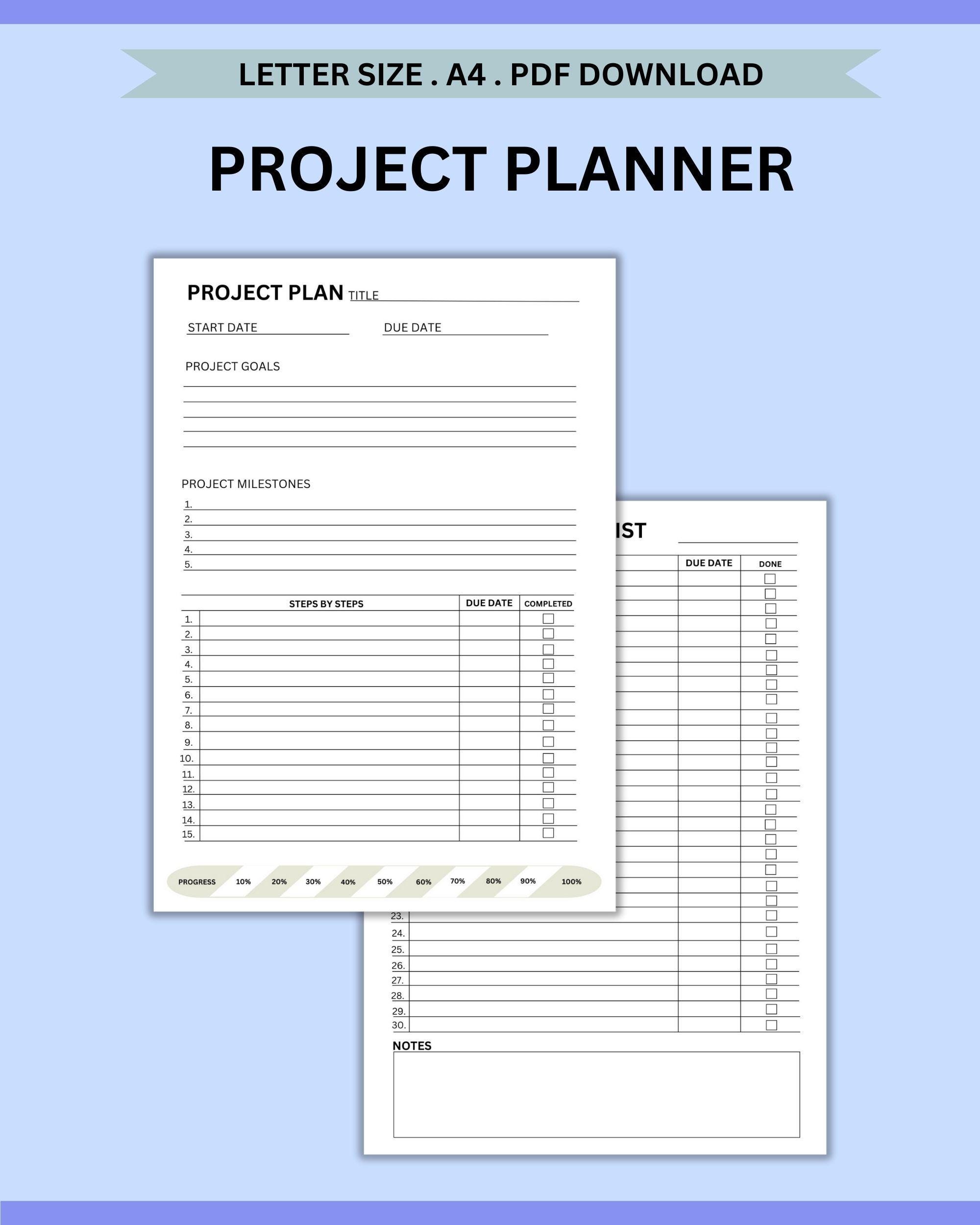 Printable Project Planner Template – Task & To-do List PDF Download - Etsy
