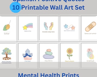 Spanish Mental Health Quote Posters – Positive Mindset Art (Digital Download)