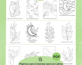 Páginas para Colorear para Calmar la Ansiedad y la Mente Inquieta | Fáciles de Colorear | PDF Imprimible