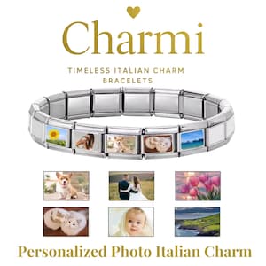 Custom Italian Charms – 9mm Personalized Photo, Picture or Logo Bracelet Links | Stainless Steel | Unique Gift Jewelry
