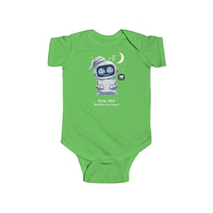 404: Sleep not found- Baby Onesie, Cute Programming Vest, Funny Cartoon Robot Bedtime Bodysuit, Baby Shower Gift