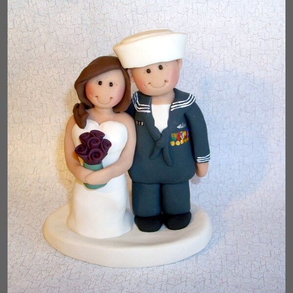 Navy Sailor Wedding Cake Topper