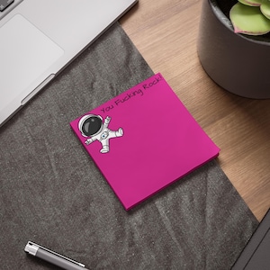 You F*cking Rock Post-it Klebezettel | Witzig | Weltraum Büro Humor | Motivierende Notizblock