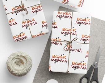 Boxer Momma Dog Paw Print Wrapping Paper, Pet Lover Gift
