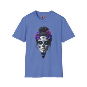 T-shirt Day of the Dead, T-shirt schedel, casual uniseks shirt, halloweenkleding, festivalkleding, cadeau voor haar