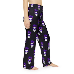 Feral Skull Print Pajama Pants, Comfortable Sleepwear for Halloween, Cozy Lounge Wear, Unique Gift for Her, Stylish PJ&#39;s