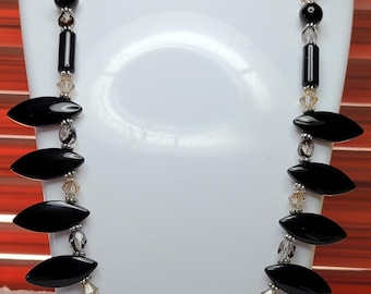 Black Agate, Swarovski Necklace